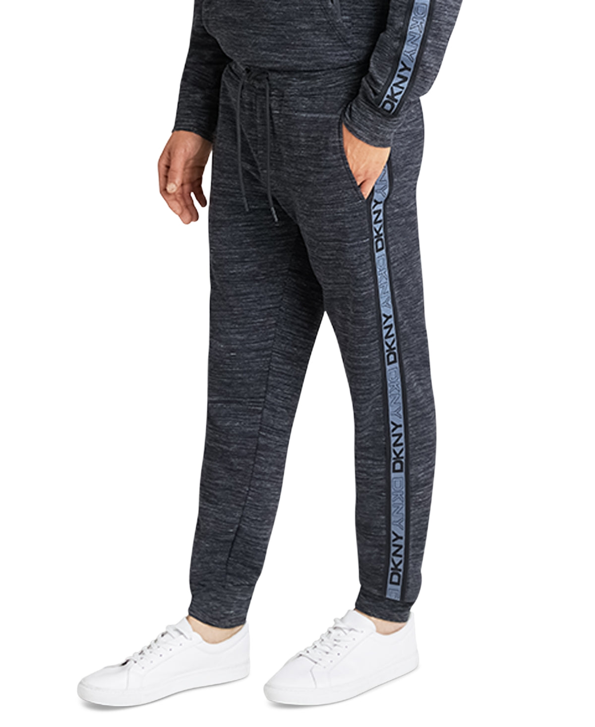 Dkny Men's Hoyt Regular Fit Stretch Space Dyed Logo Taped Jogger Sweatpants XL