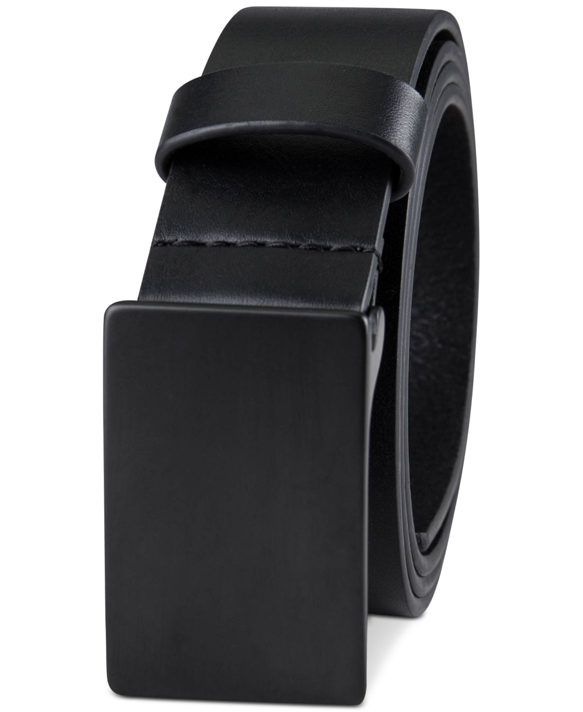 Alfani Men's 35mm Black Matte Plaque Buckle Belt Medium 34 to 36