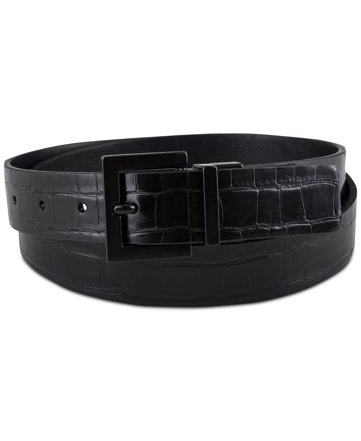 INC International Concepts Mens Faux Leather Reversible Belt Black Medium