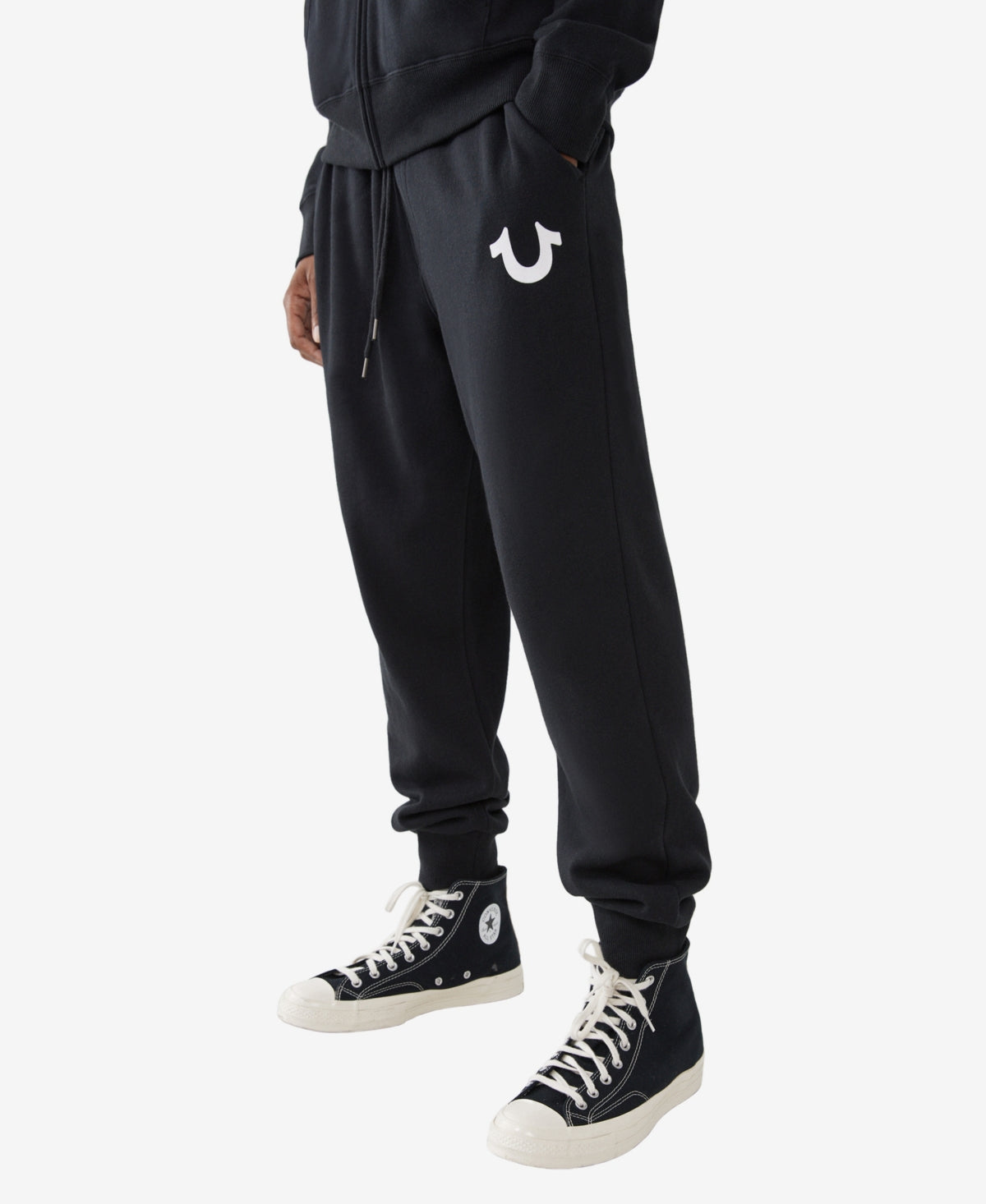 True Religion Men's Horseshoe Fleece Jogger Sweatpants Black Medium