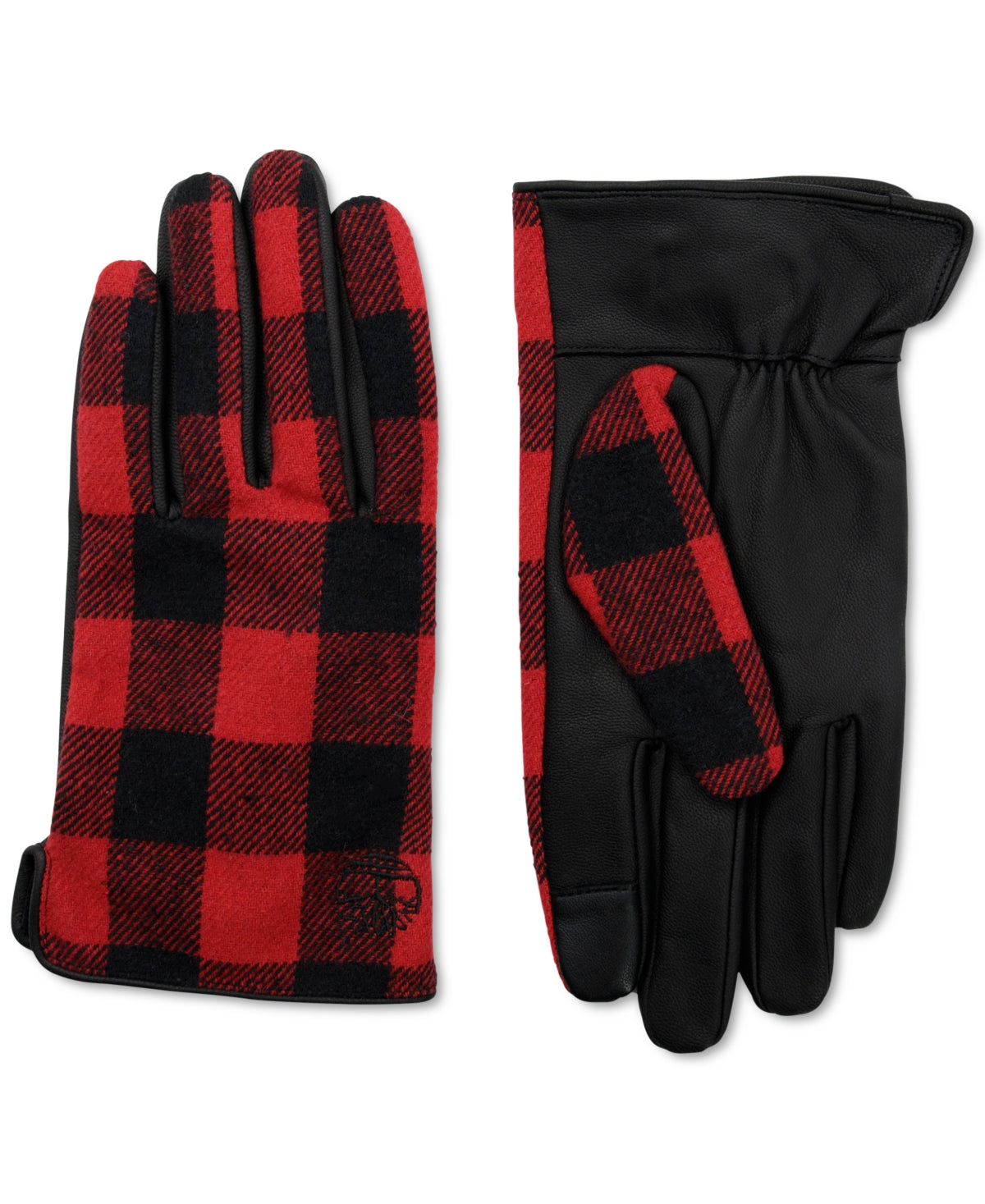 Timberland Mens Buffalo Plaid Tech Tip Gloves Black Large