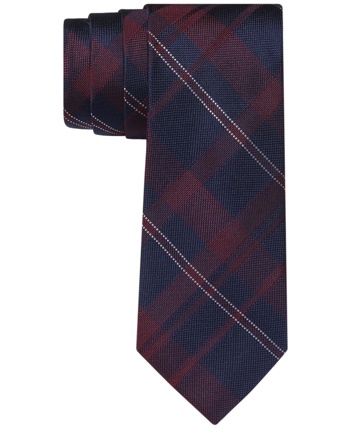 Tommy Hilfiger Mens Berlin Plaid Tie  Burgundy One Size Necktie
