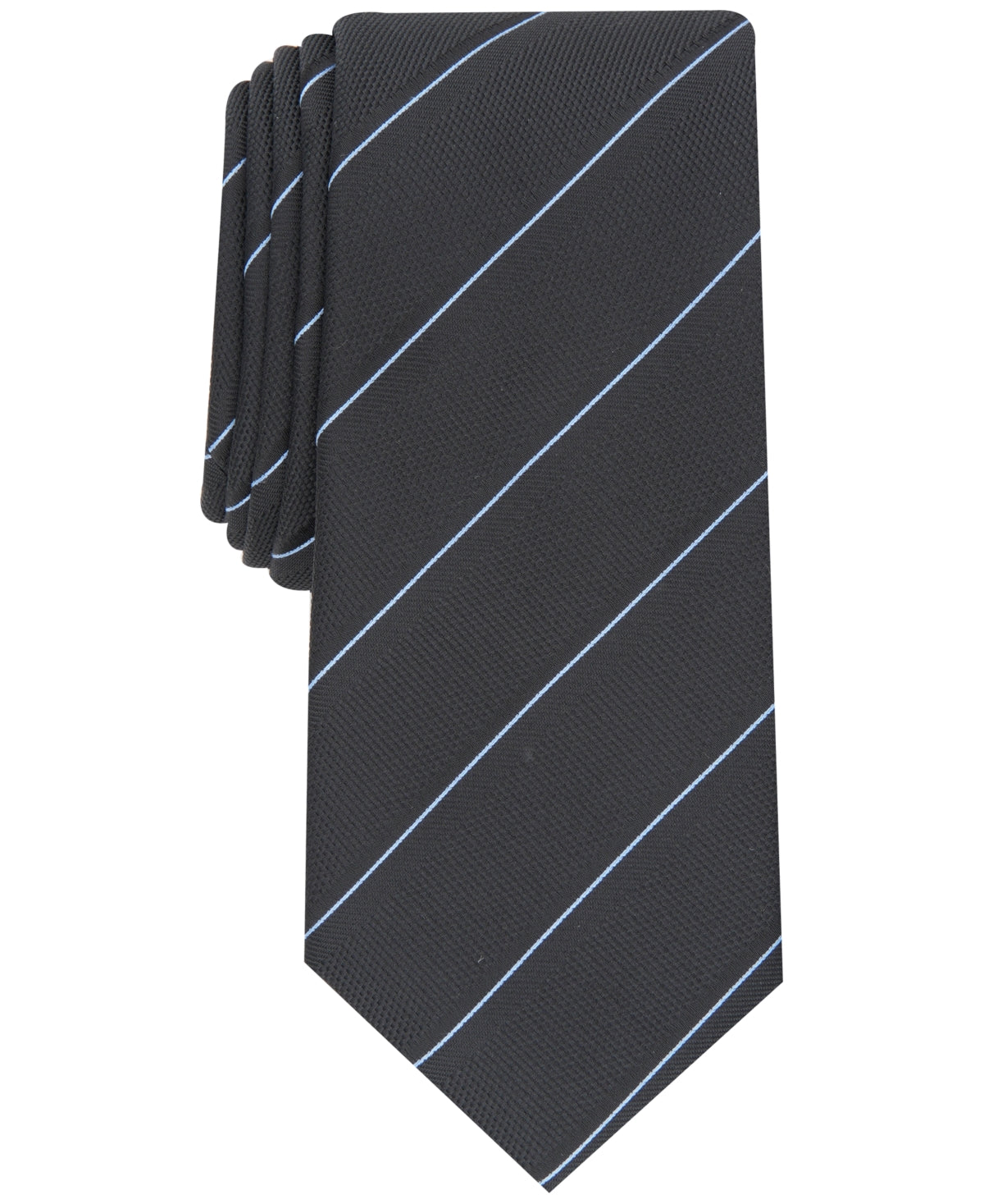 Alfani Mens Necktie Clarkson Striped Black Tie OS