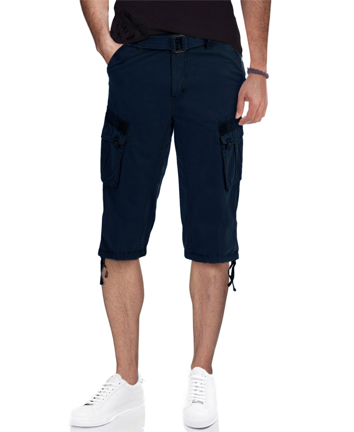 X Ray Mens Belted 18" Capri Cargo Shorts Navy 44