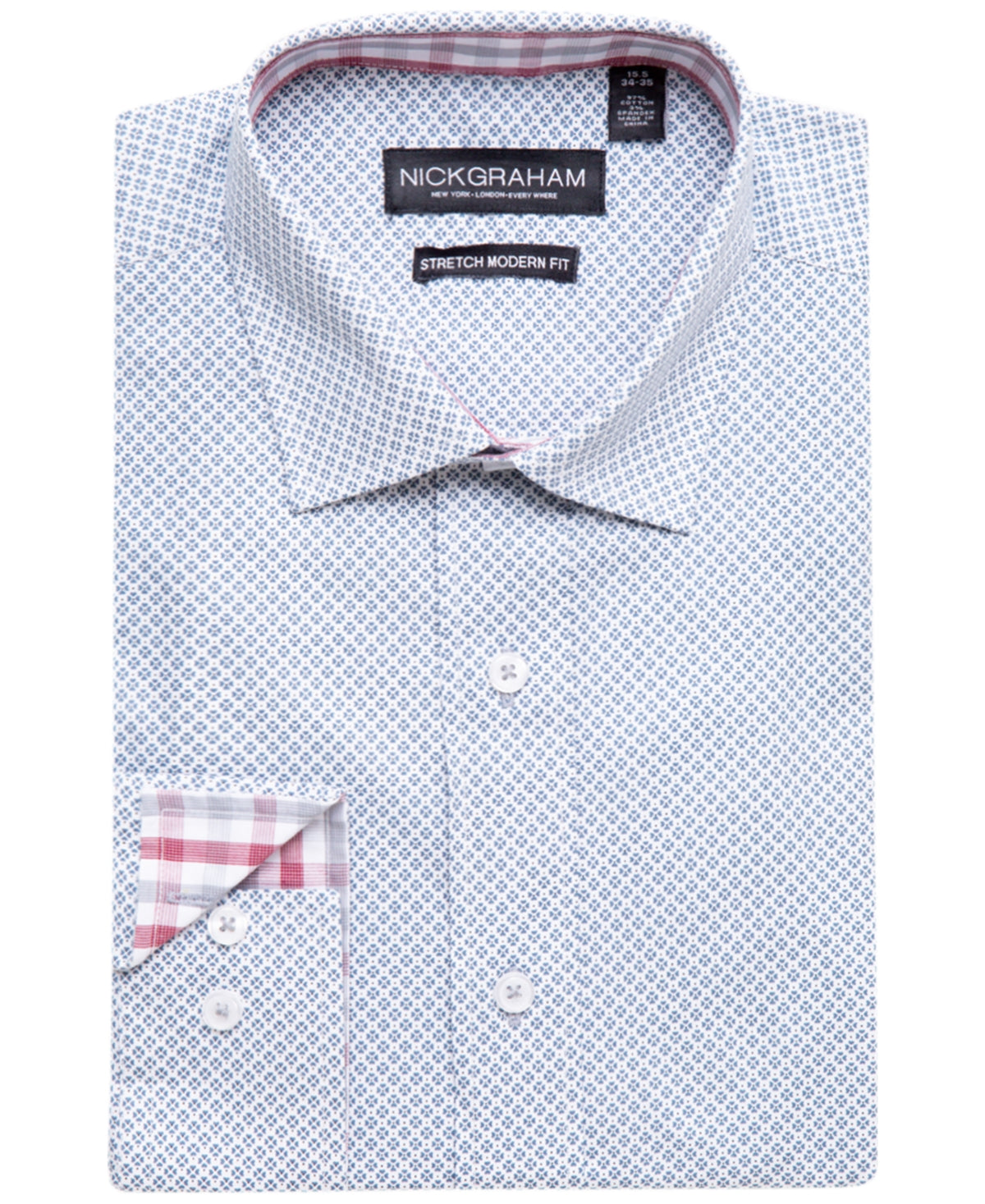 Nick Graham Men's Modern fit Floral Medallion Dress Shirt  Gray 15.5 / 32-33