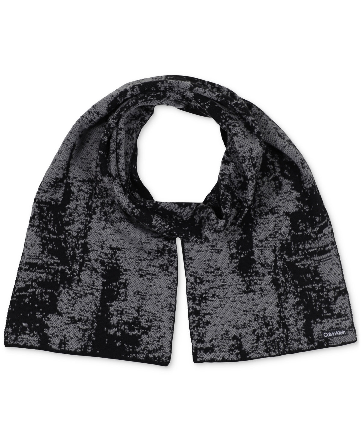 Calvin Klein Men's Brushstroke Scarf Medium Grey Heather Black