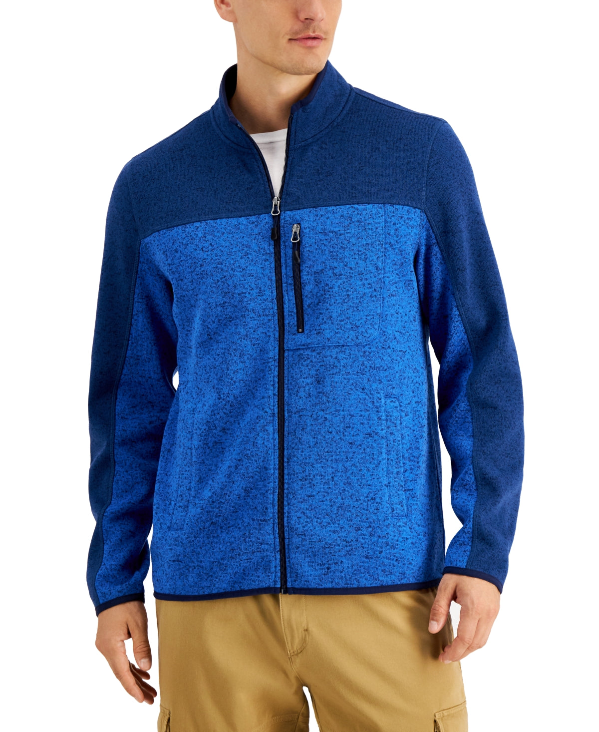 Club Room Men's Full-Zip Fleece Sweater XXL 2XL Navy Blue