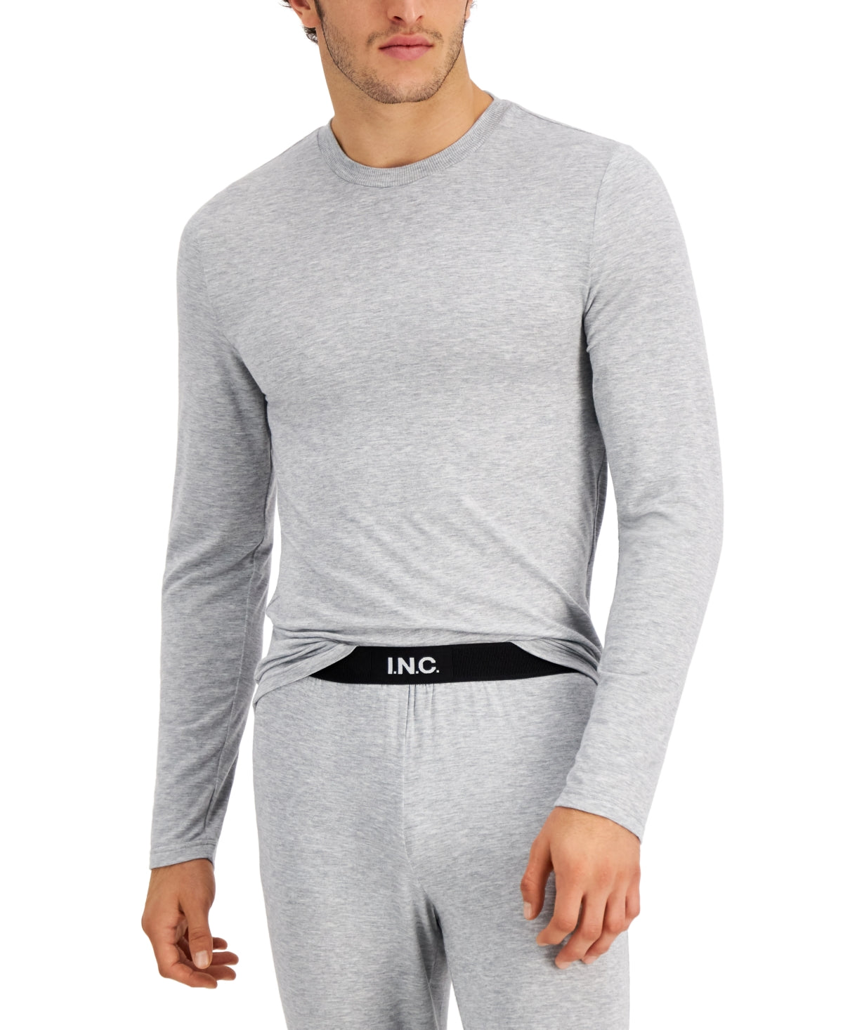 INC International Concepts Men's Pajama Top Light Grey  Small