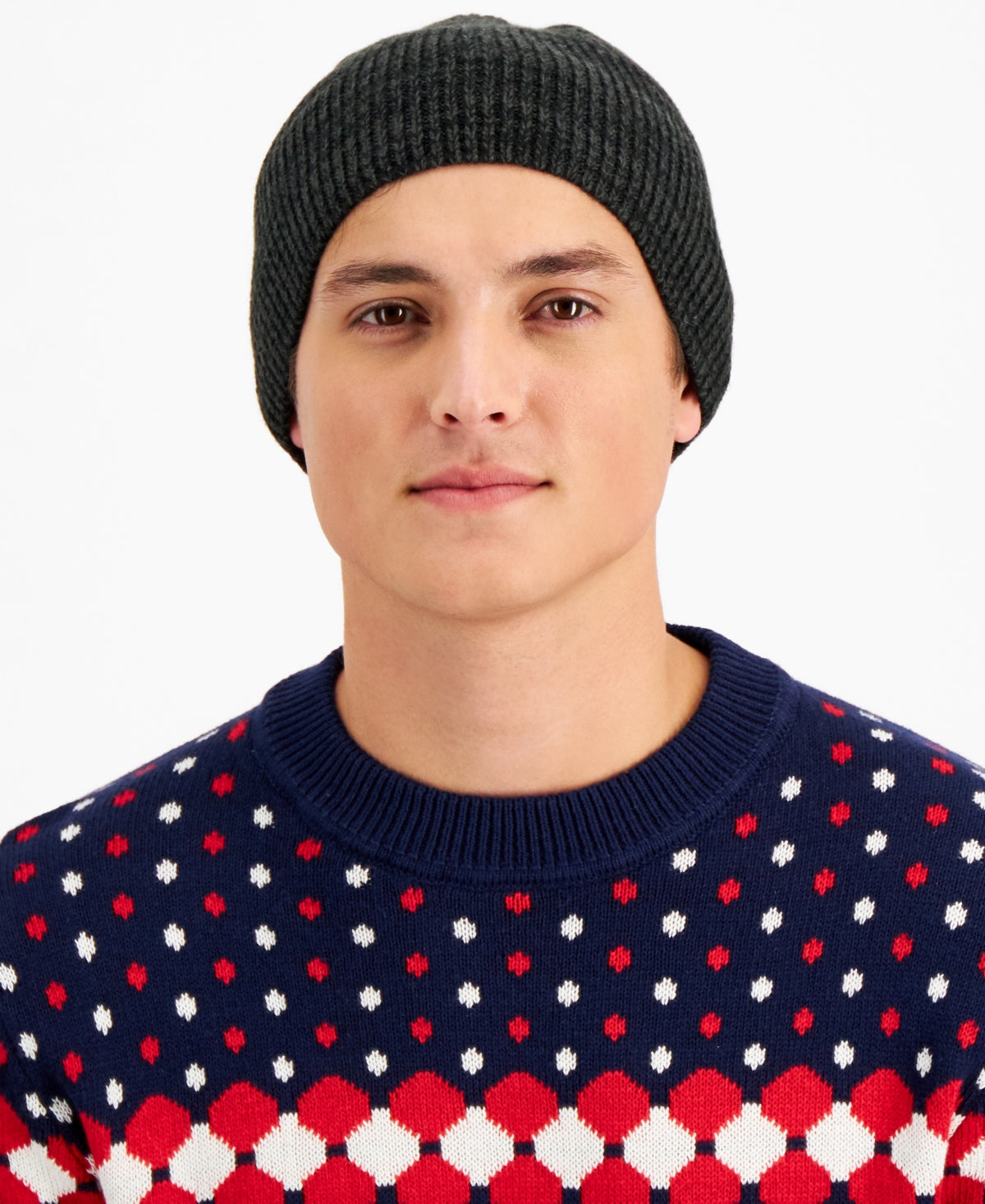 Club Room Mens Space-Dyed Black Beanie Hat One Size Fits All