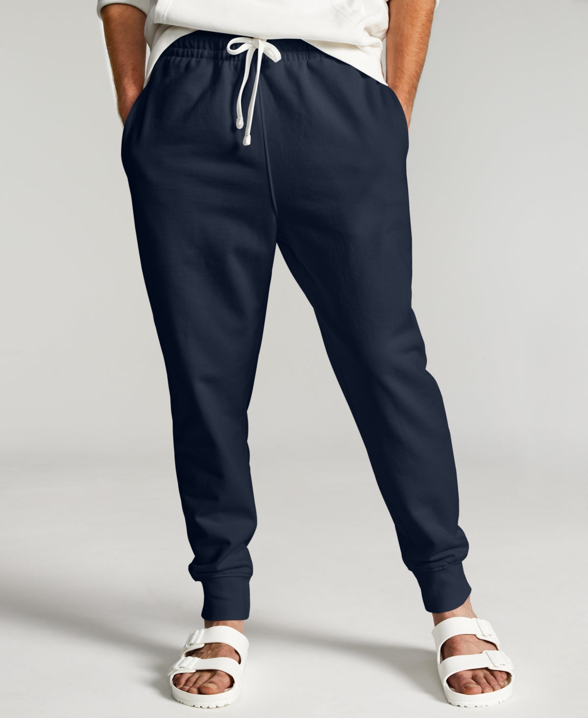 Sun + Stone Men's Garment washed Fleece Joggers Dark Blue Xl