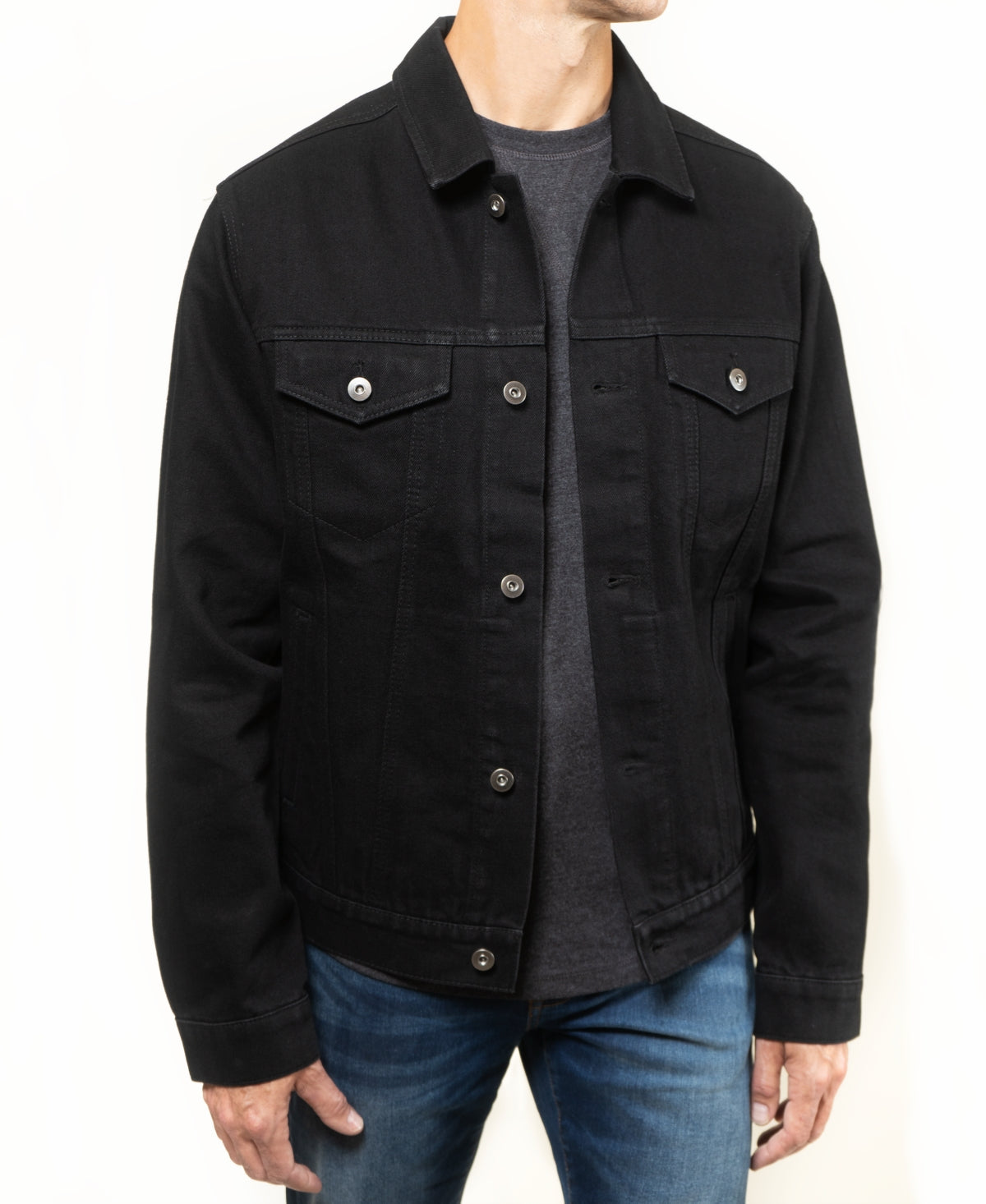 Lazer Men's Denim Trucker Jacket Large Black