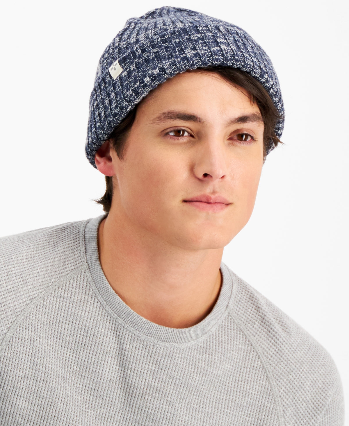 Sun + Stone Men's Solid Beanie Hat Blue Heather
