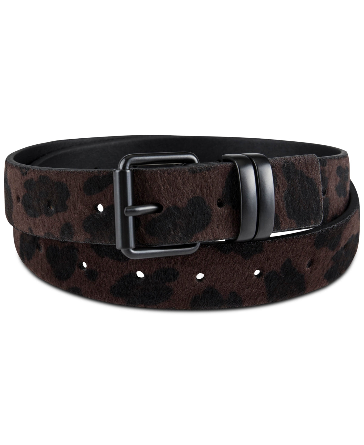 Inc Men's Leopard Faux leather Belt Large Black International Concepts