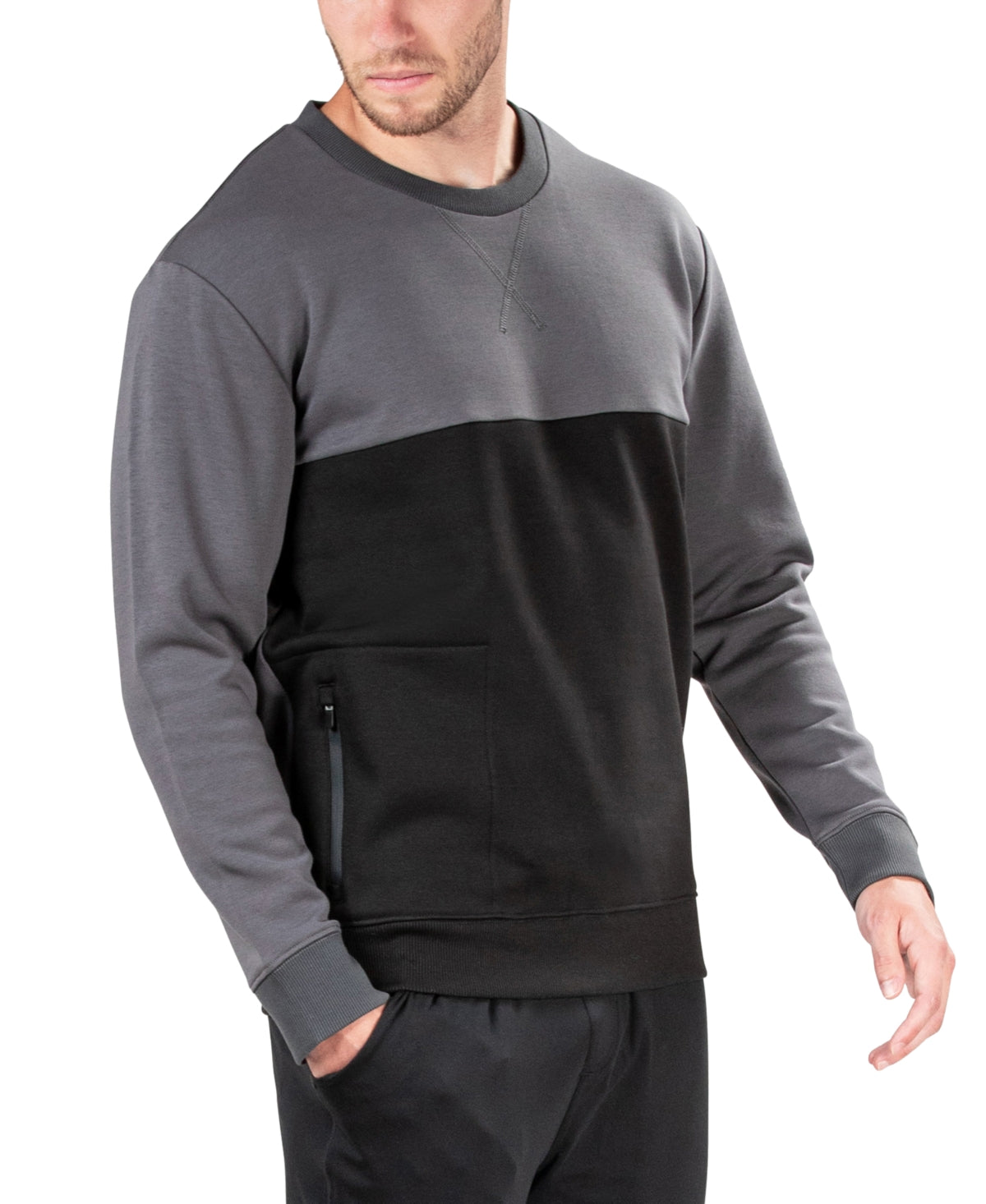 Natori Men's Isamu Tonal Pullover Crewneck Sweater Black Xl