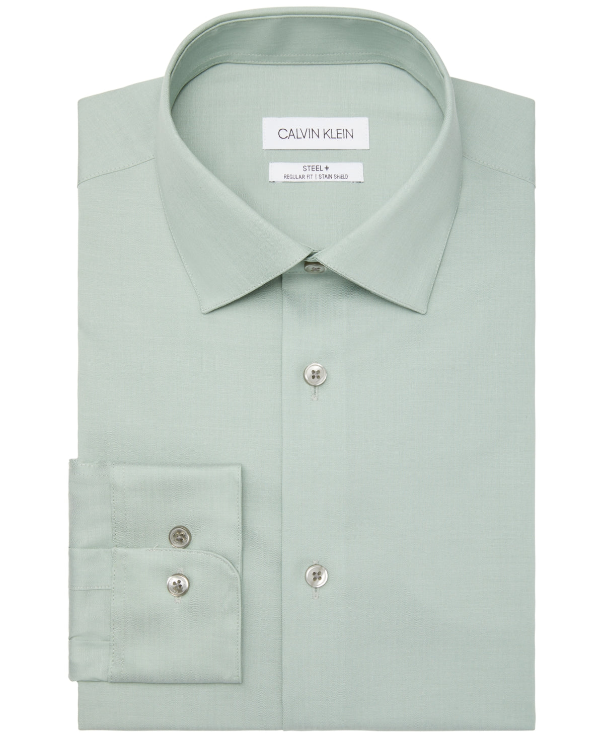 Calvin Klein Men's Steel Regular Fit Performance Dress Shirt Green 34 35 L