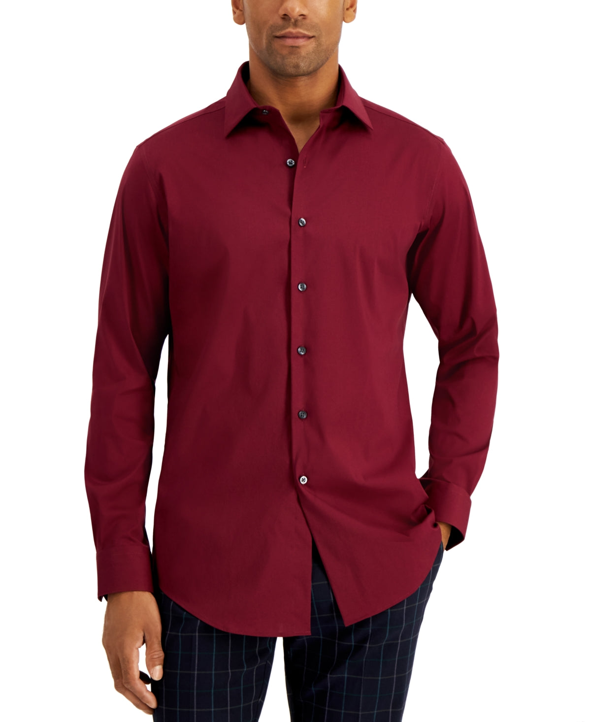 Alfani Mens Slim Fit Wrinkle Resistant Red Button Down Shirt 15 - 15.5 / 32 - 33