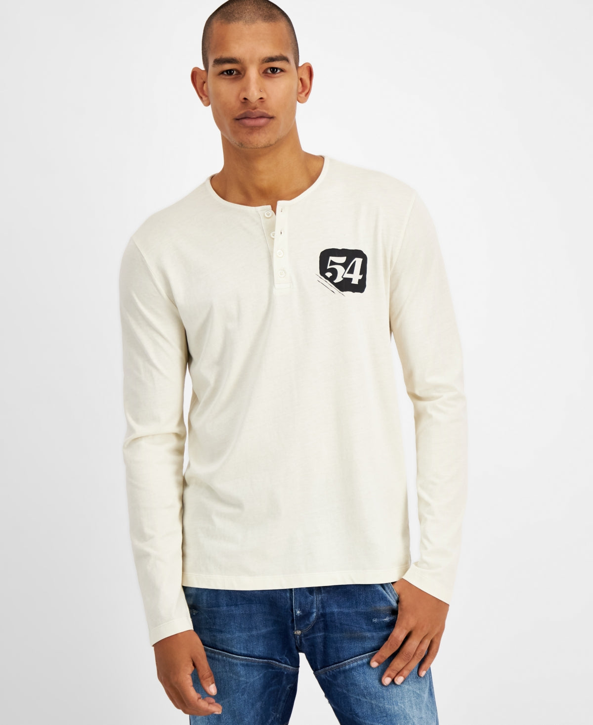 Heroes Motors Men's Fifty Four Race Longsleeve Henley Shirt  Off White Xxl
