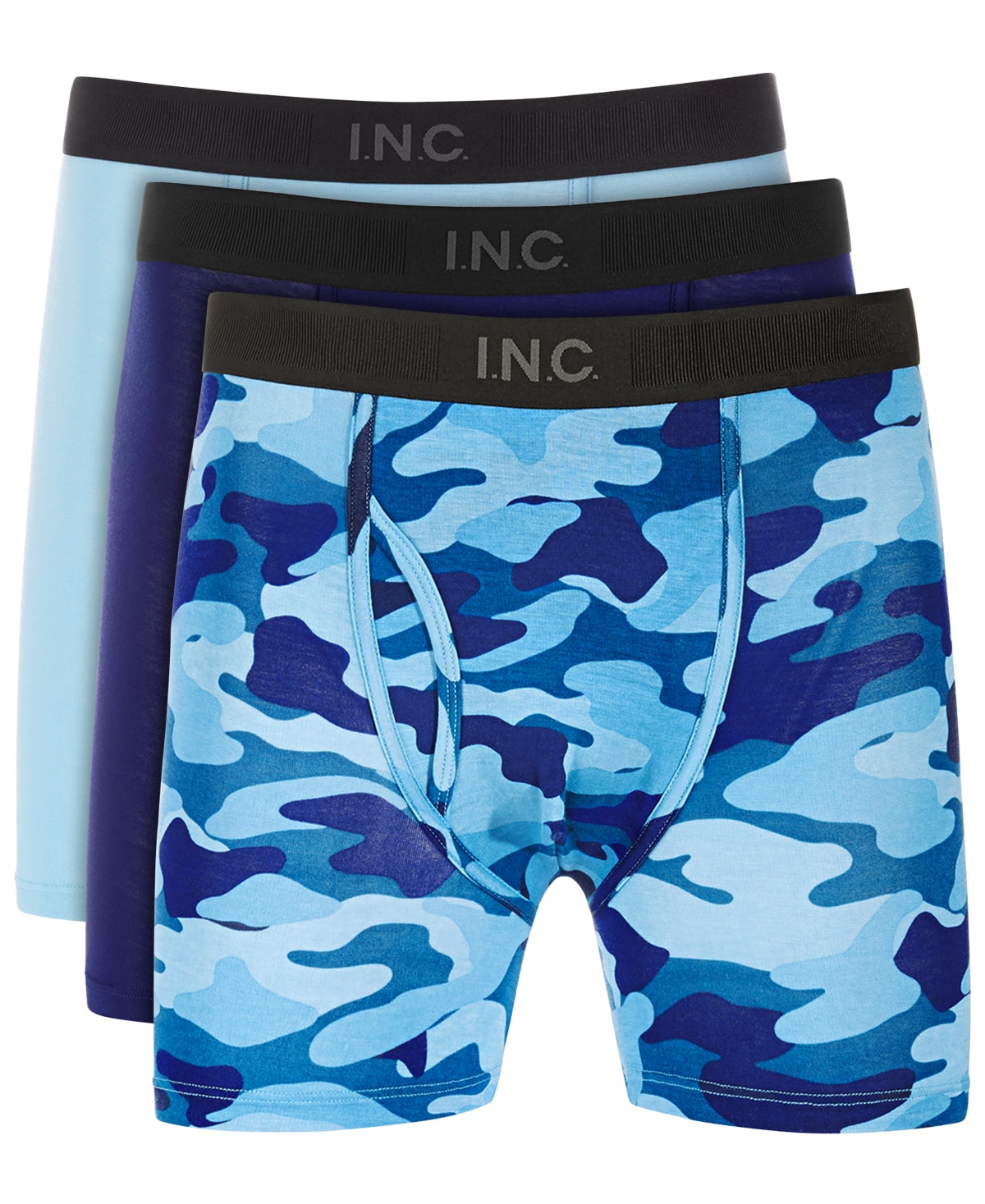 International Concepts Mens 3 Pk. Underwear Boxer Briefs Blue Camo Large