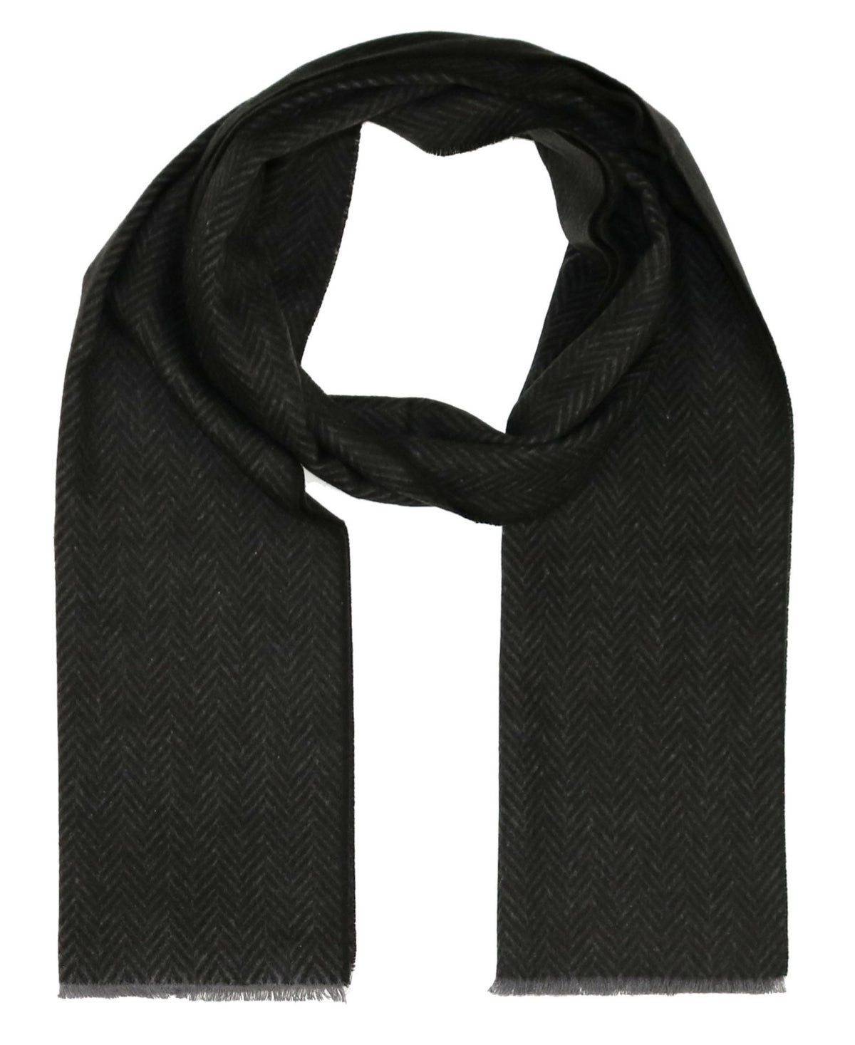 V. Fraas Mens Cashmink Herringbone Mufffler Scarf Black