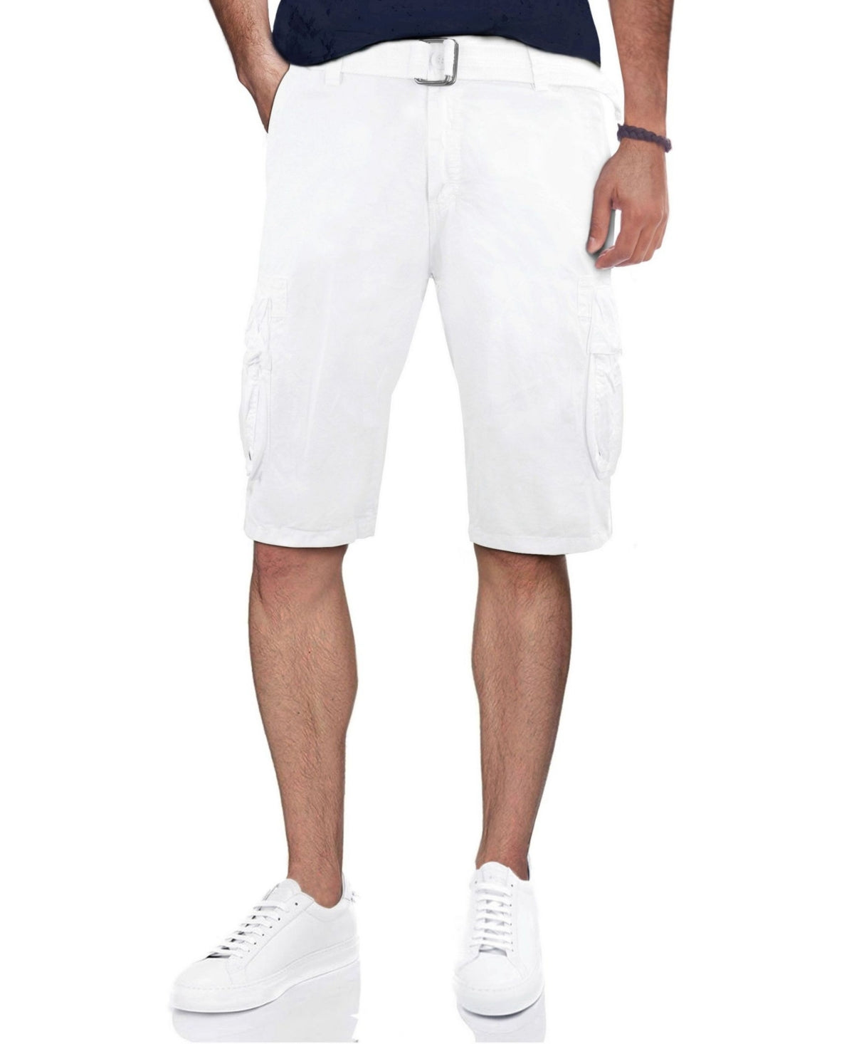 X-ray Mens Regular fit Cargo Shorts 33 White Solid