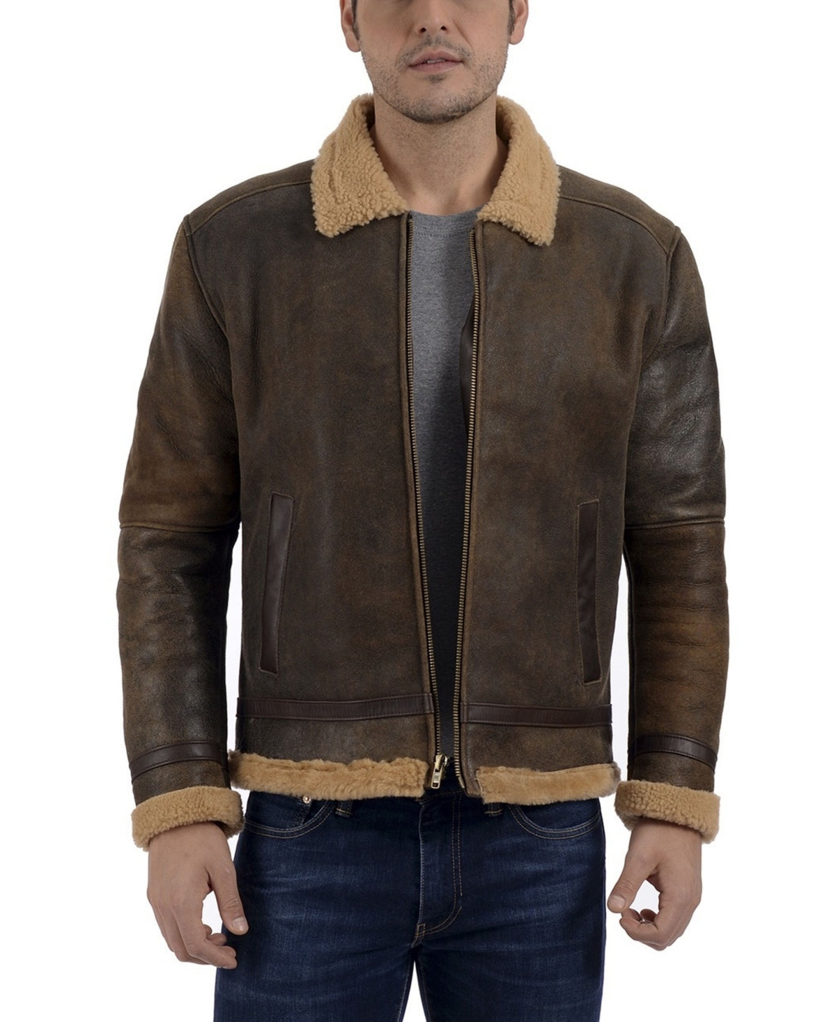 Frye Men's Shearling Jacket Size XL Lambskin Leather / Shearling