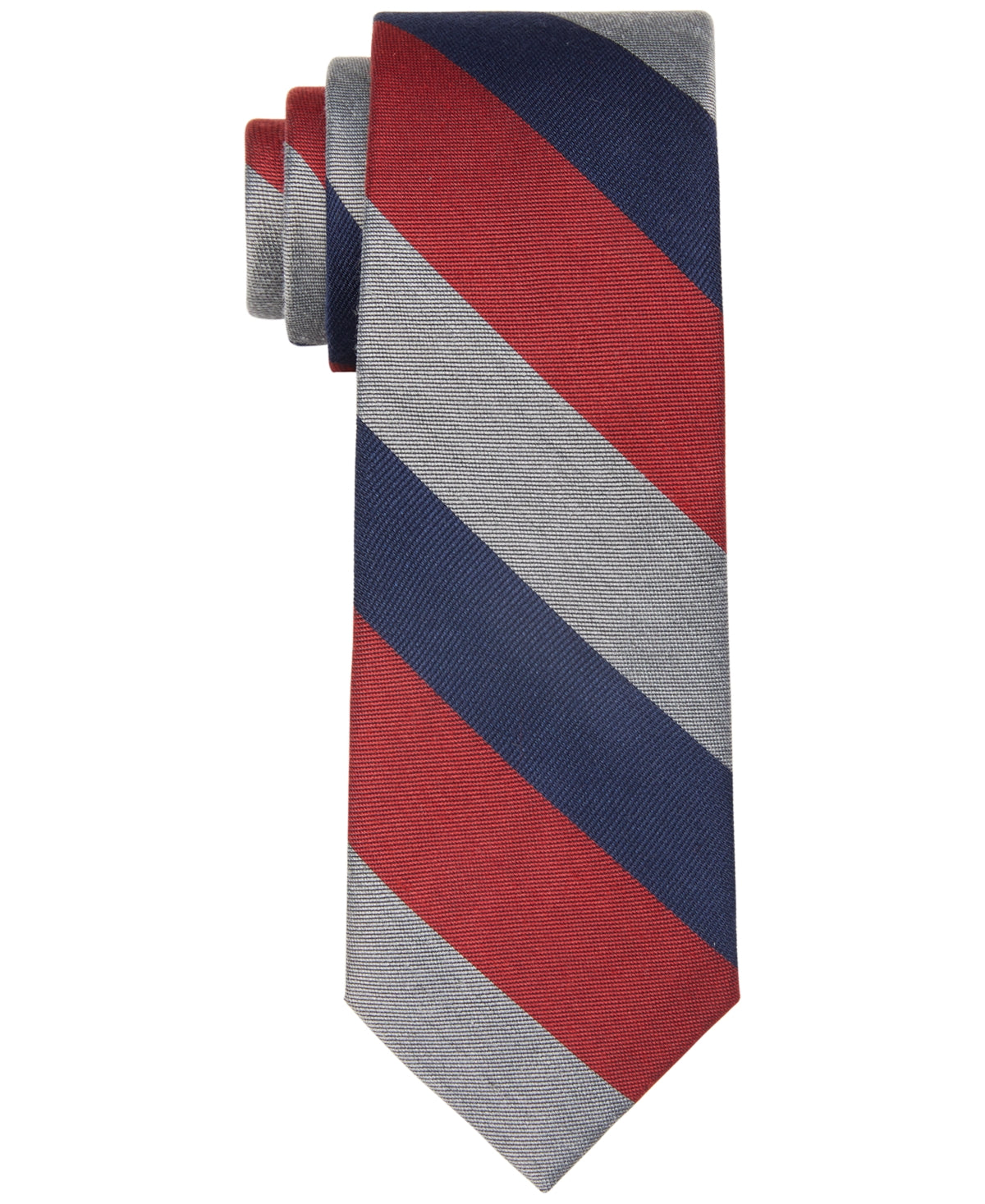 Tommy Hilfiger Men's Slim Stripe Tie Red Blue Grey Necktie