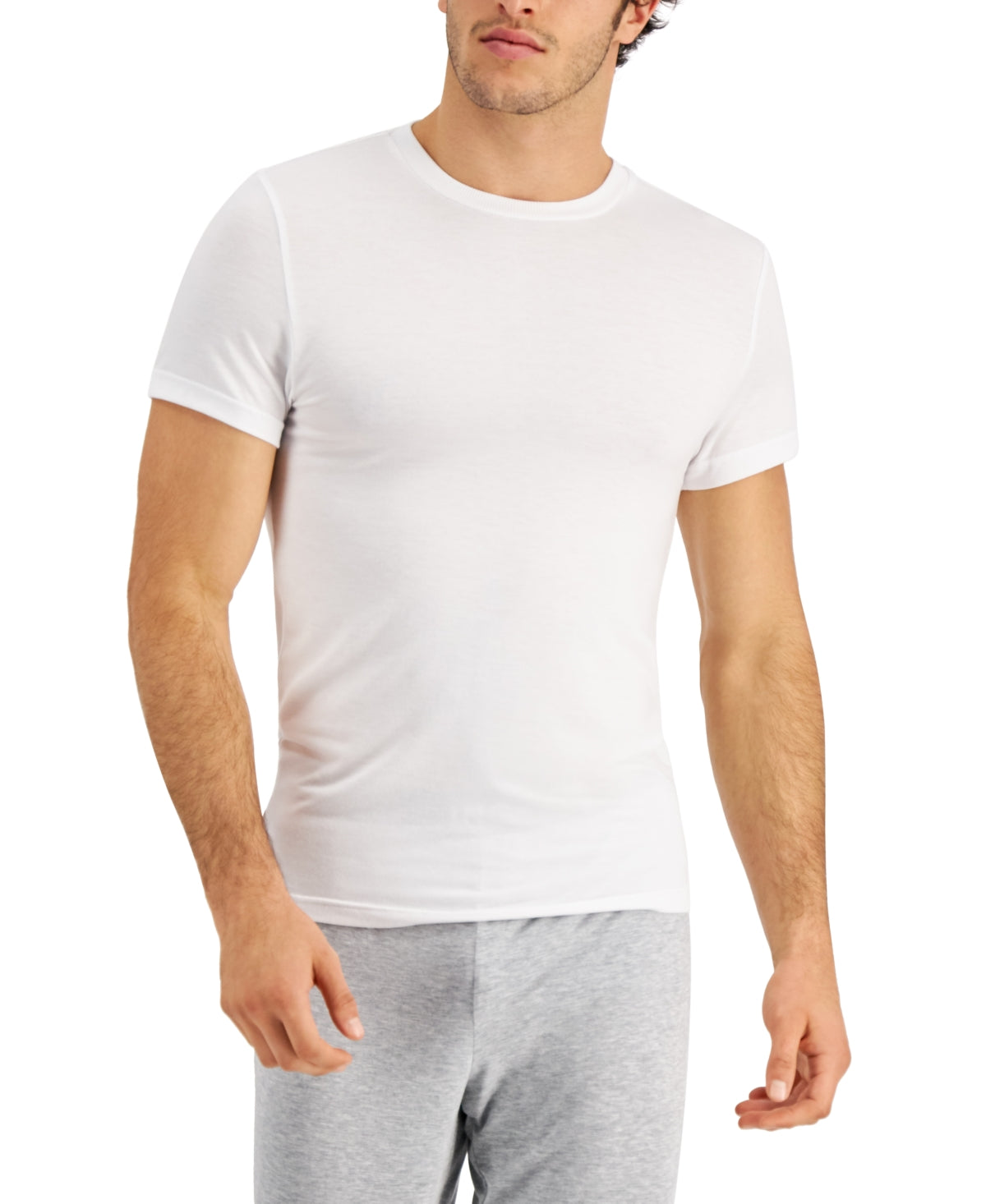 International Concepts Mens Short Sleeve Crewneck Pajama T Shirt White Medium
