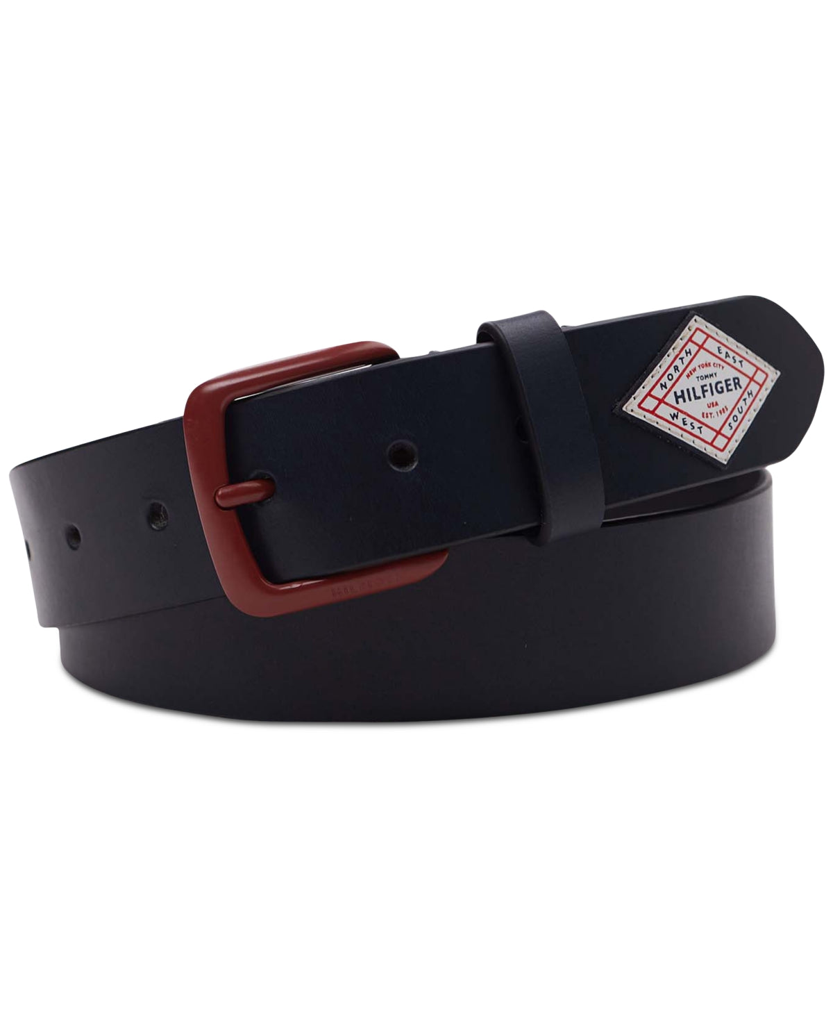 Tommy Hilfiger Men's Logo Patch Jean Belt Navy Small 30 32