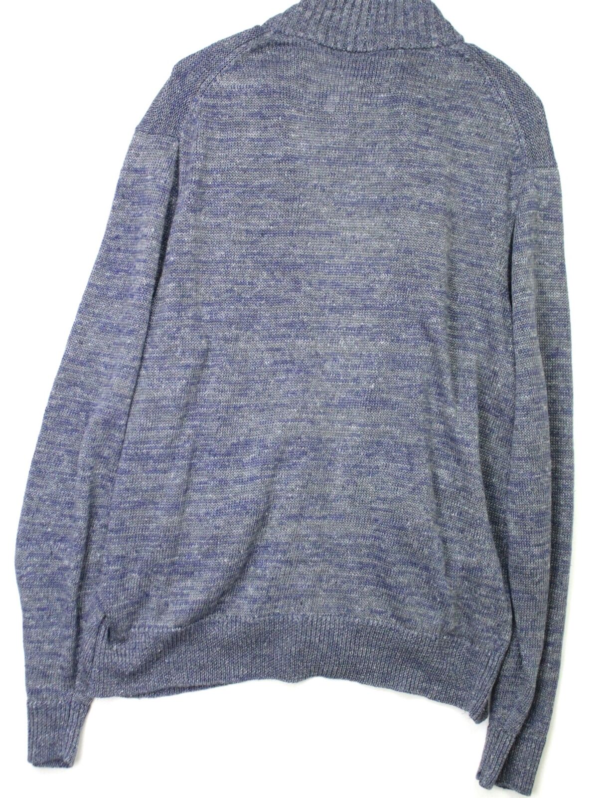 The Men's Store Linen Melange Knit Regular Fit Full Zip Sweater XL Grey Blue