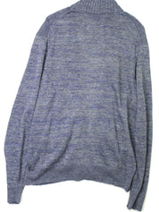 The Men's Store Linen Melange Knit Regular Fit Full Zip Sweater XL Grey Blue