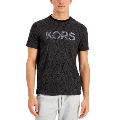 Michael Kors Men's Crewneck Snakeskin Block Logo T Shirt Black Small