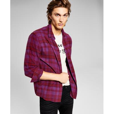And Now This Mens Flannel Collared Button down Shirt Dark Red Small
