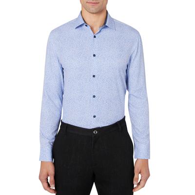 Construct Men Slim fit Dress Shirt XL 17-17.5 34-35 Blue Floral