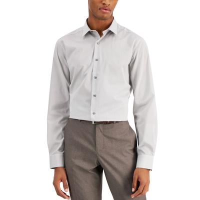 Alfani Mens Slim fit Dress Shirt XL 17-17.5 Long Sleeve Grey Striped