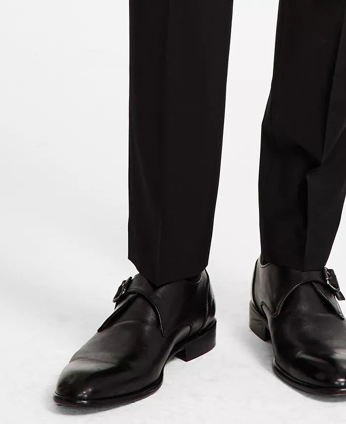 Calvin Klein Mens Skinny fit Wool Dress Pants 36 / 34 Black Solid