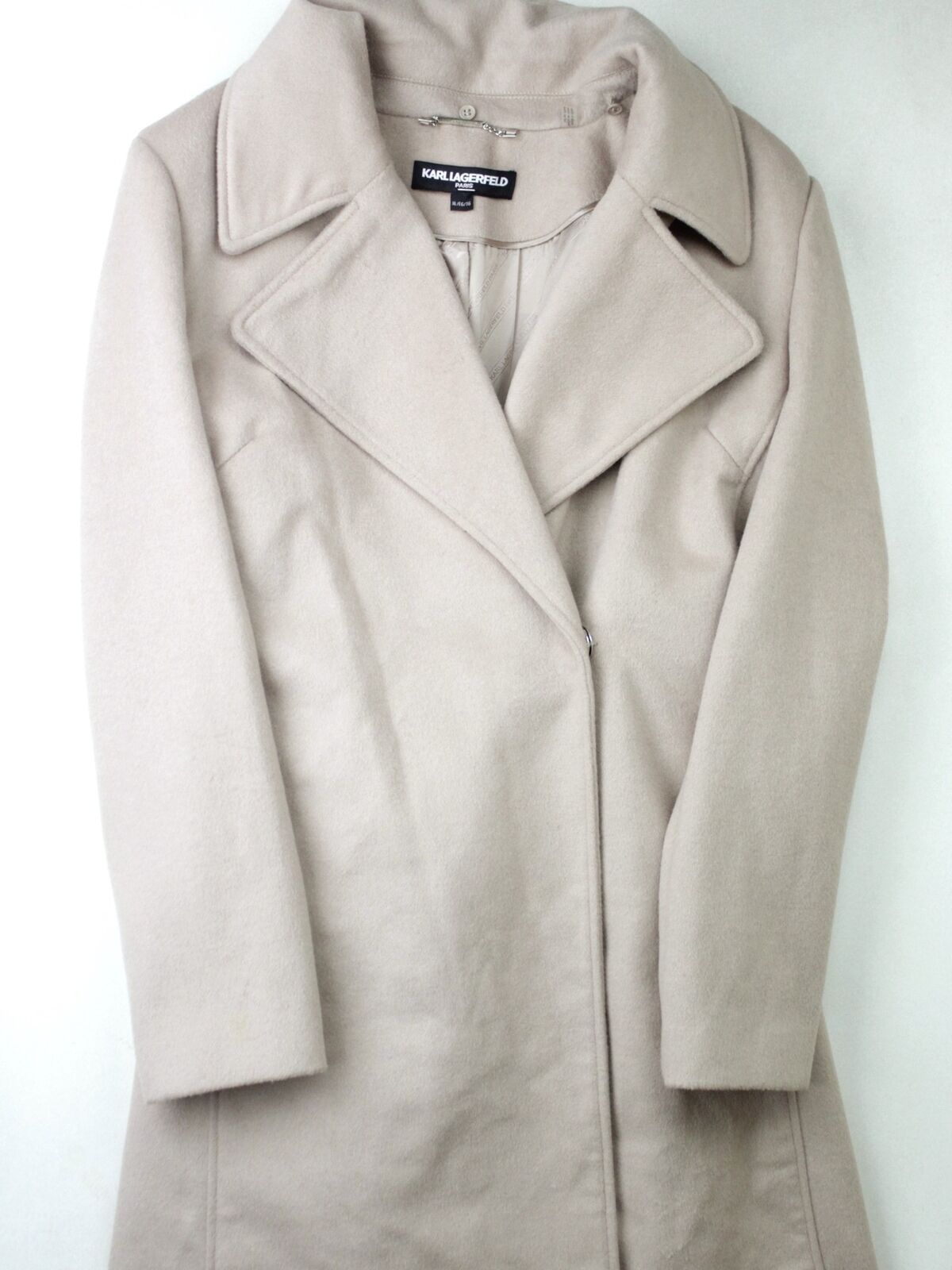 Karl Lagerfeld Women's Belted Wrap Over Coat Beige XL