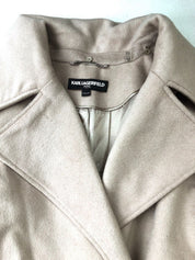 Karl Lagerfeld Women's Belted Wrap Over Coat Beige XL