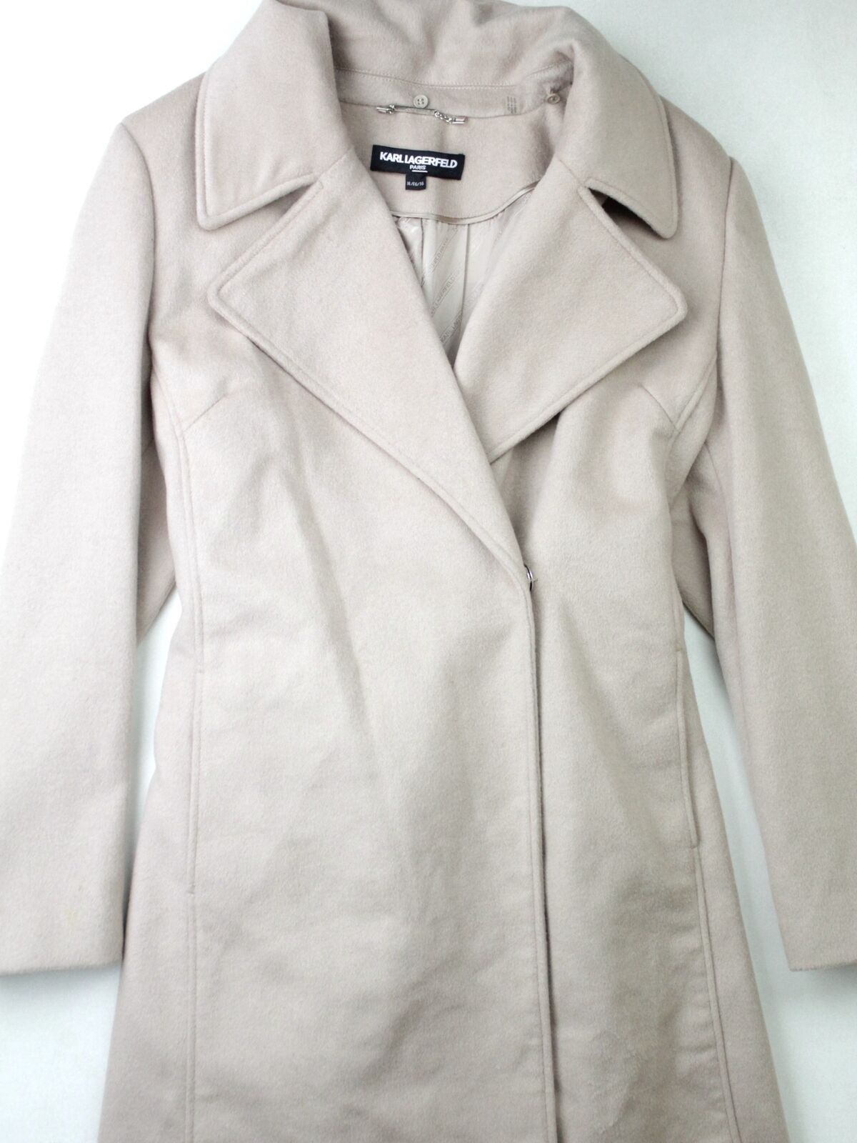 Karl Lagerfeld Women's Belted Wrap Over Coat Beige XL
