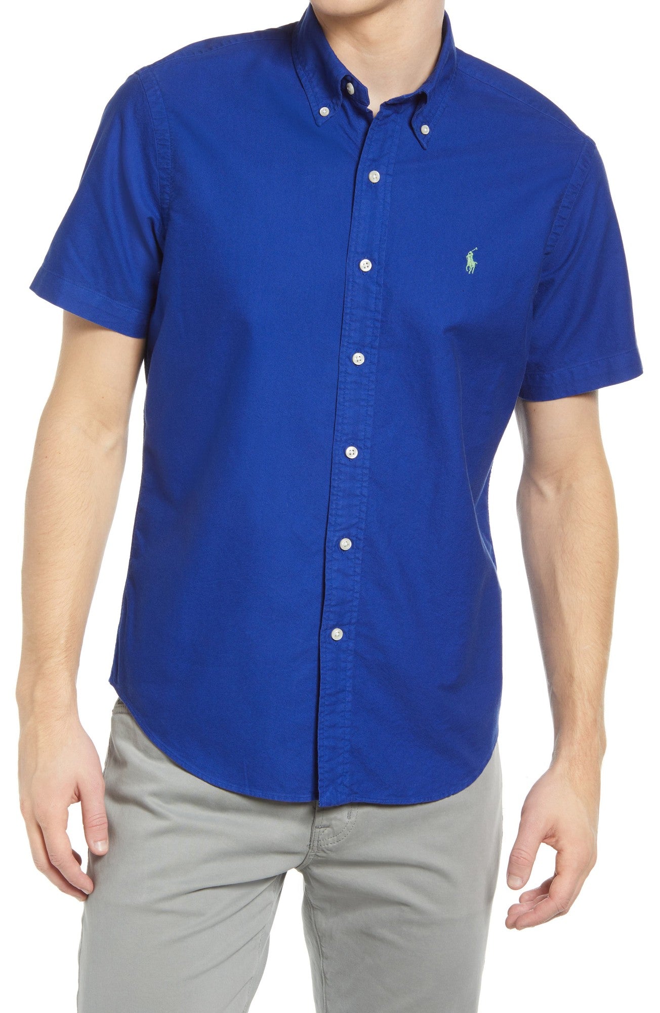 Polo Ralph Lauren Mens Short Sleeve Button Down Classic Fit Shirt Blue 2XL