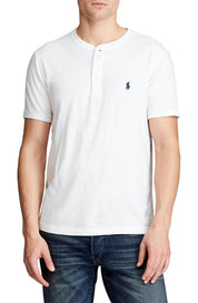 Polo Ralph Lauren Mens Slub Jersey Henley Short Sleeve T Shirt White Large