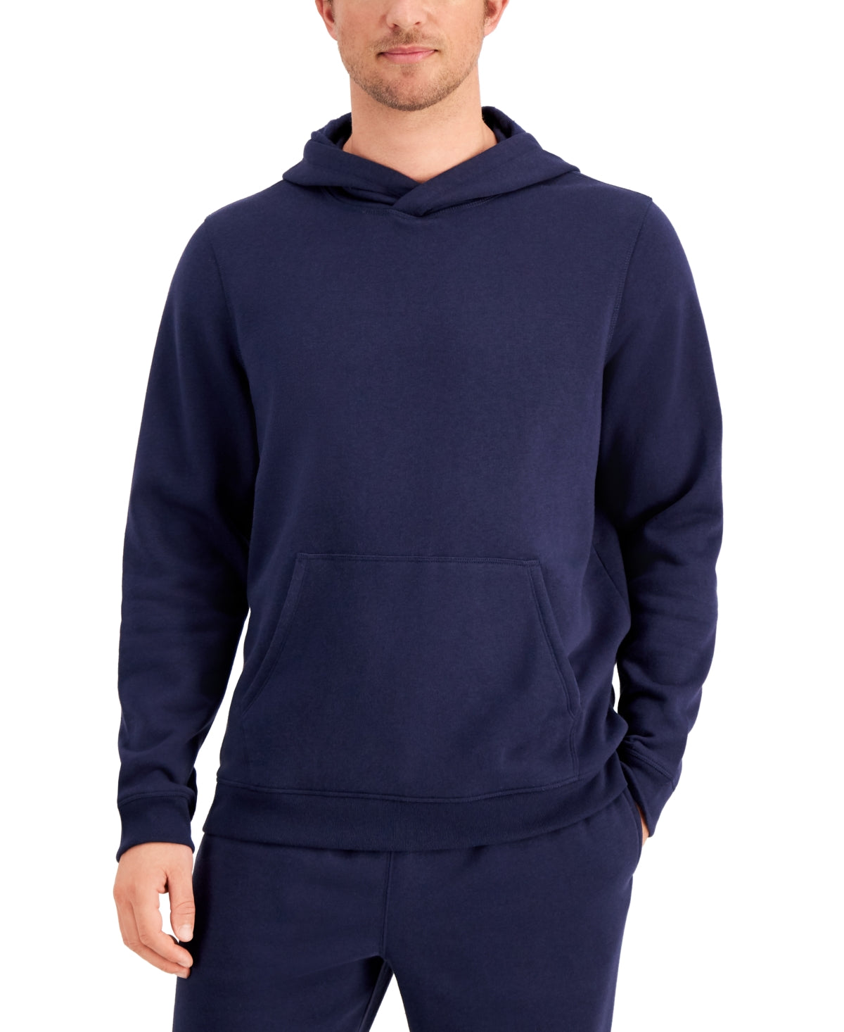 Ideology Mens Solid Fleece Hoodie Pullover Sweatshirt Dark Blue XL