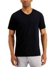 Alfani Mens Regular fit Short Sleeve V Neck T-Shirt Shirt XXL Black Solid