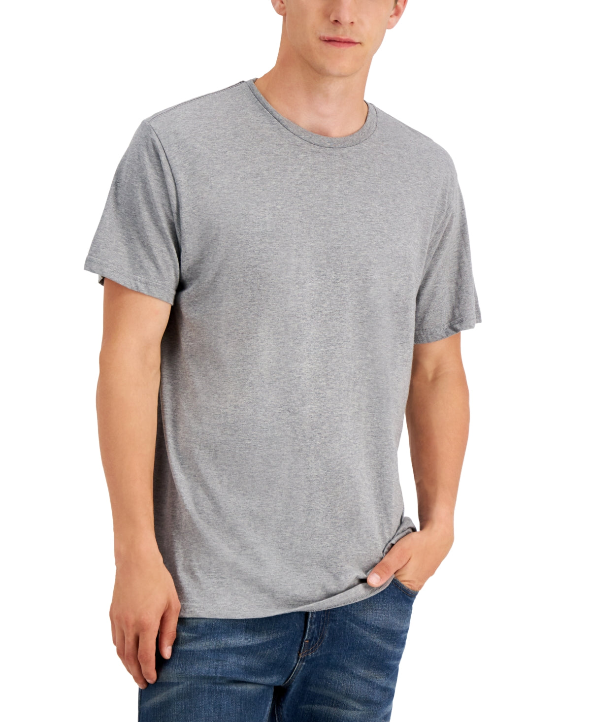 Alfani Mens Regular fit Short Sleeve T-Shirt Shirt Small Grey Solid
