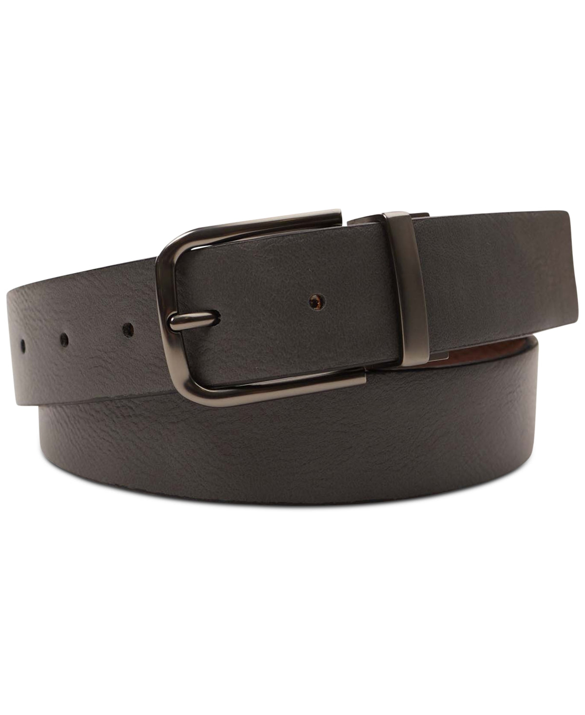 Kenneth Cole Reaction Mens Reversible Perforated Belt Grey Brown Medium 34 to 36