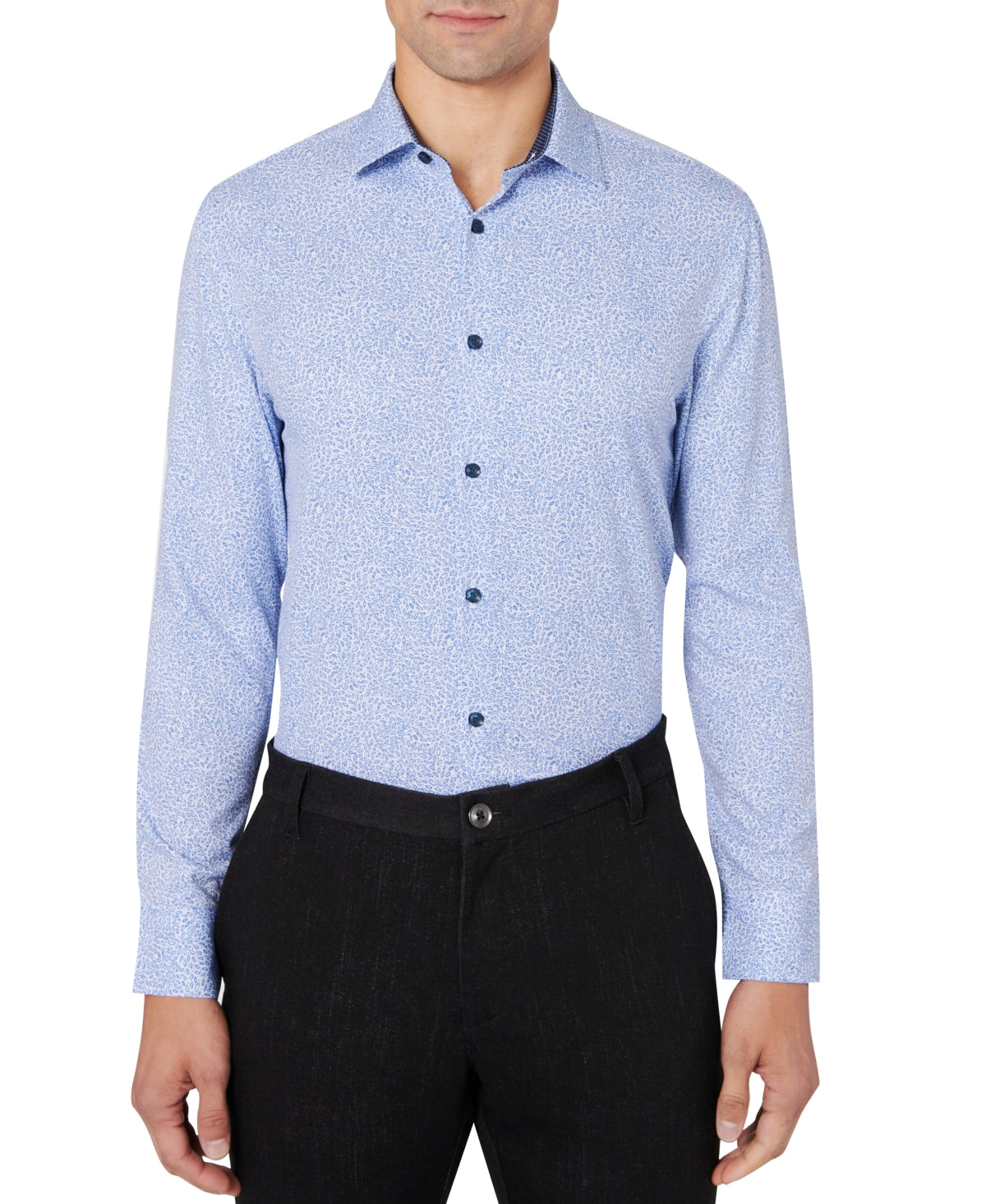 Construct Men Slim fit Dress Shirt Medium 15-15.5 33 Blue Floral