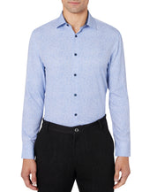 Construct Mens Slim fit Dress Shirt Small 14-14.5 32-33 Blue Floral