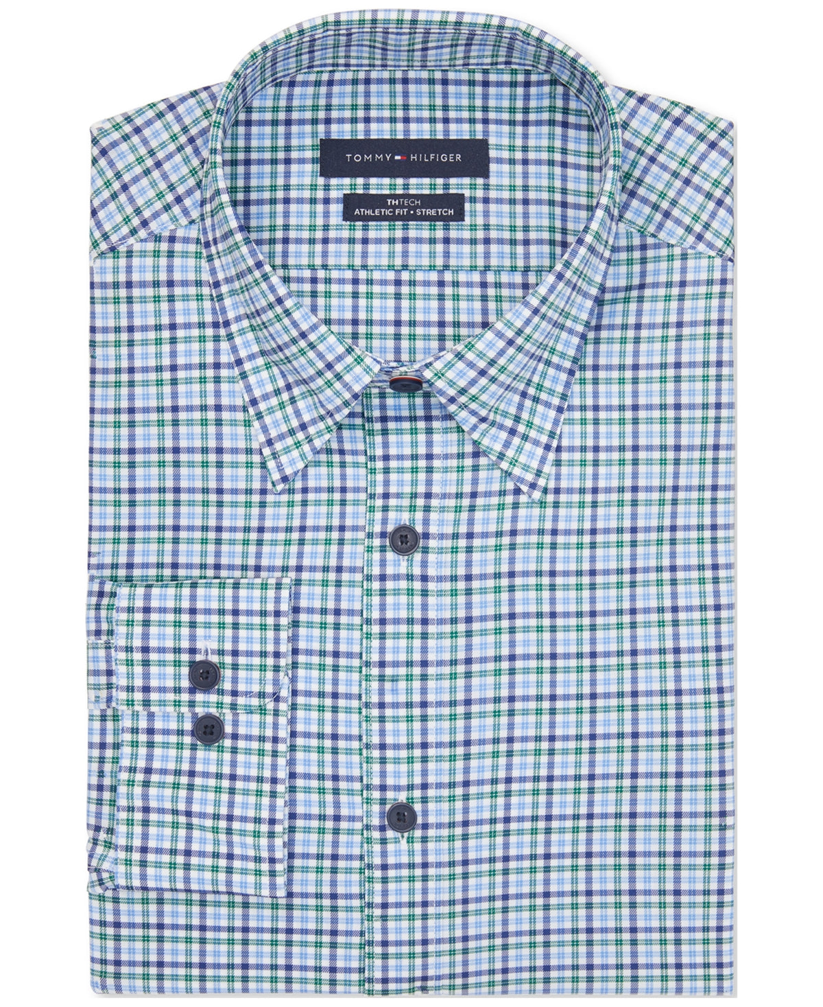 Tommy Hilfiger Men's Slim Fit Performance Button Down Dress Shirt Blue Small