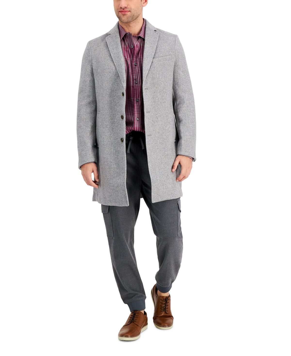 Alfani Mens Bruno Overcoat Coat XXL Grey Solid