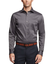 Van Heusen Mens Regular fit Dress Shirt Medium 15-15.5 34-35 Dark Grey Solid