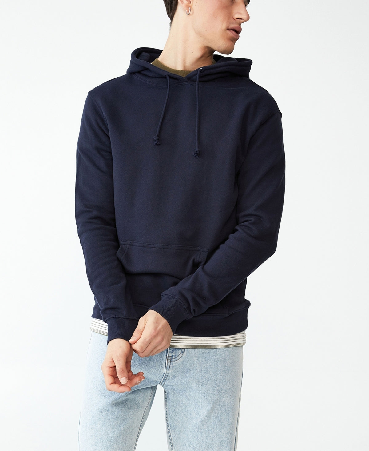 Cotton On Men's Fleece Pullover Hoodie  Navy Small